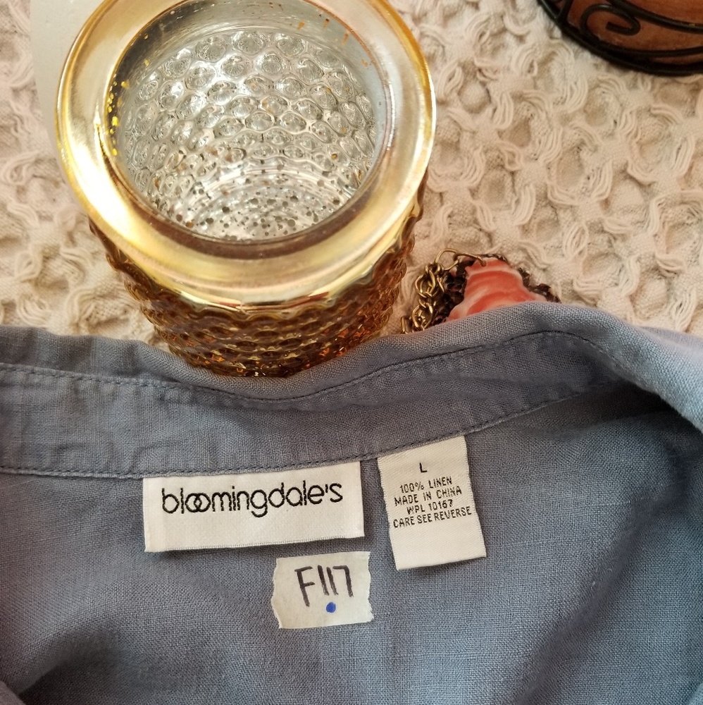 🌻🌺🌻BLOOMINGDALE'S 100% LINEN BUTTON DOWN BLOUSE - Picture 5 of 6